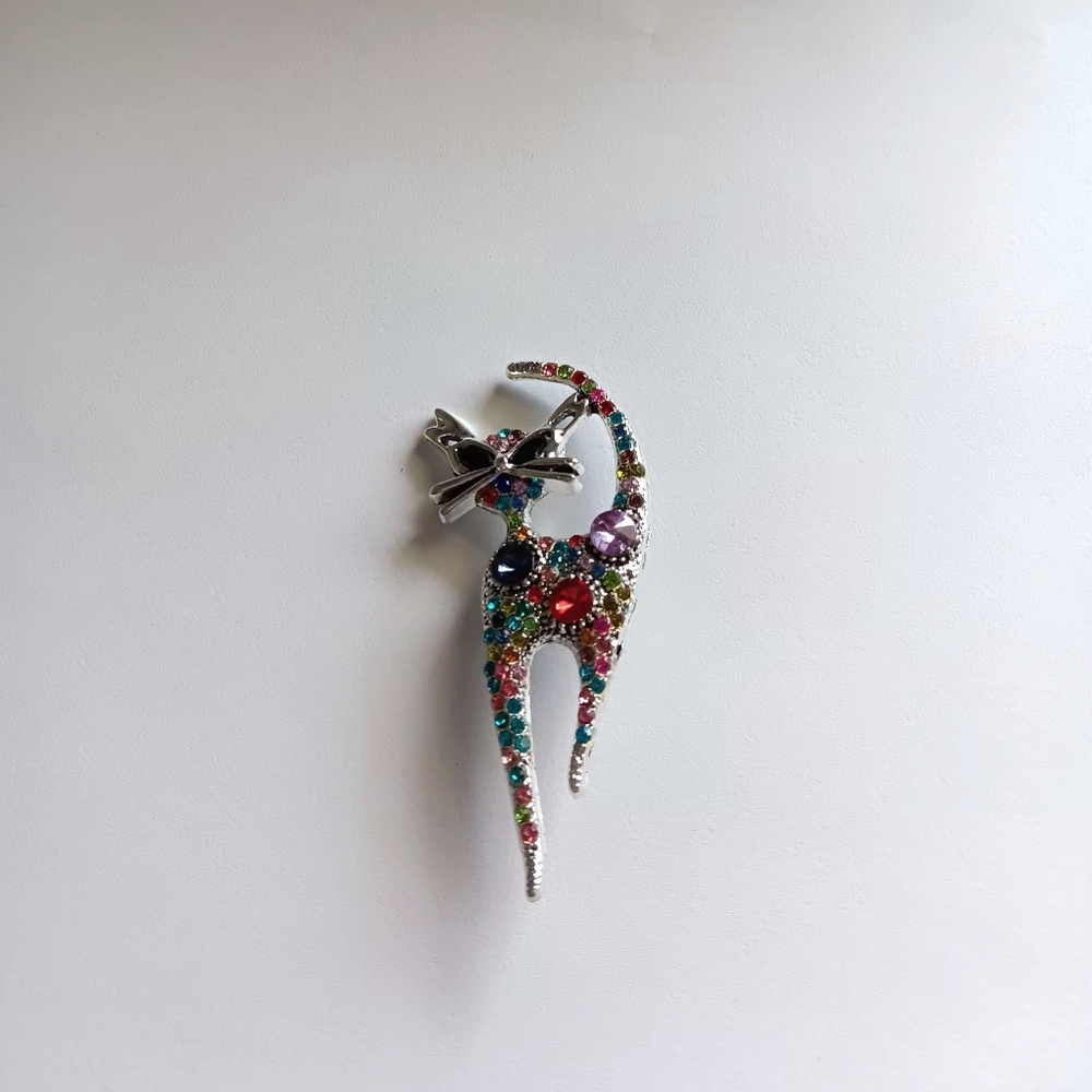 Multi-Color Cat Pin Brooch - Picture 2 of 7